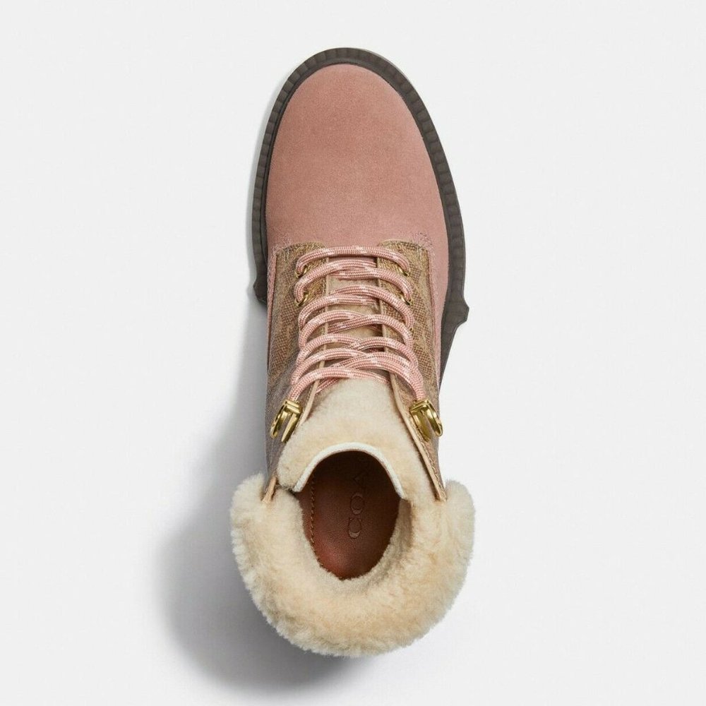 Coach Lorimer Dusty Rose/Tan Signature Canvas and Suede Booties - Picture 8 of 12